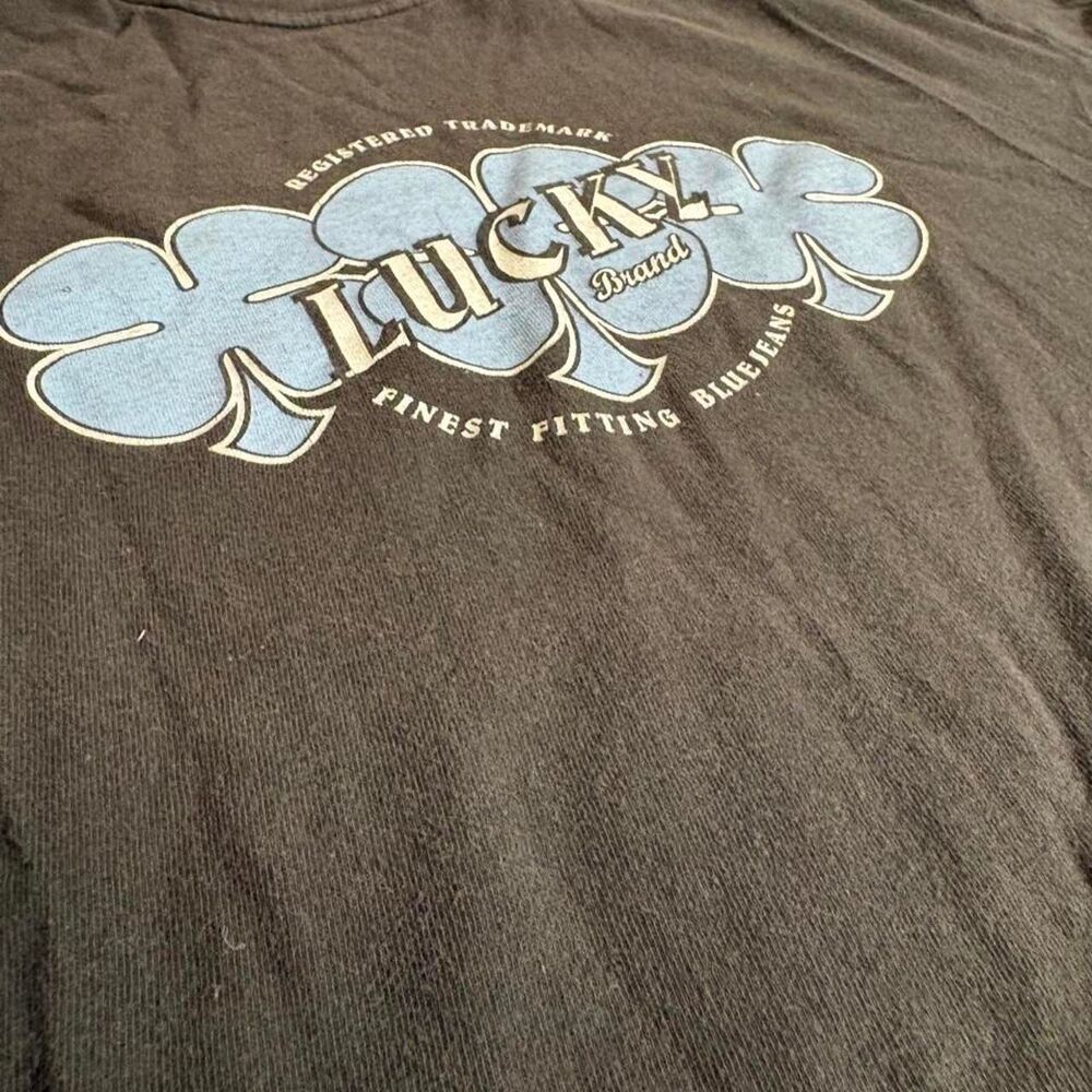Lucky-brand Men's Black and Brown T-shirt